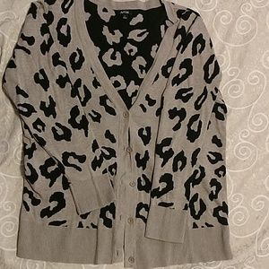 Animal print cotton cardigan